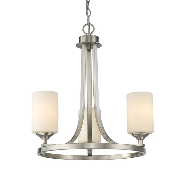 Z-Lite Bordeaux 3 Light Chandelier, Brushed Nickel & Matte Opal 435-3BN - main